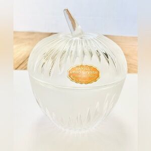 Vintage Handcut Lead Crystal Frosted Apple Shaped Jar West Germany 5in Unbranded
